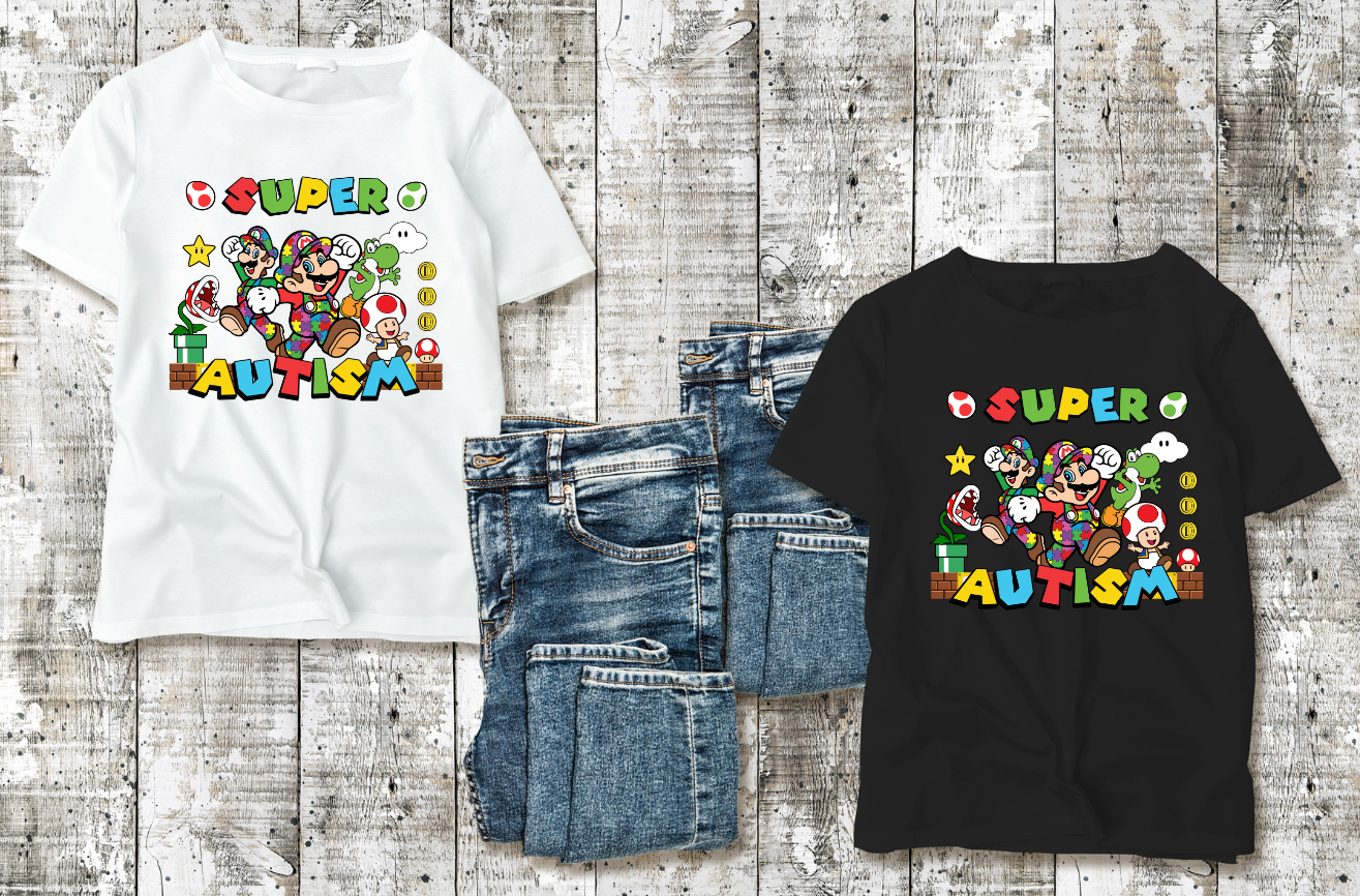 Autism Mario & Gang Adult Shirt